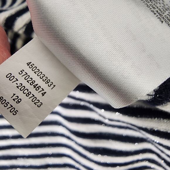 Chicos Top Cotton Slub Lurex Striped Utility 3/4 Button Sleeve Knit Size 1 US M - Picture 8 of 9